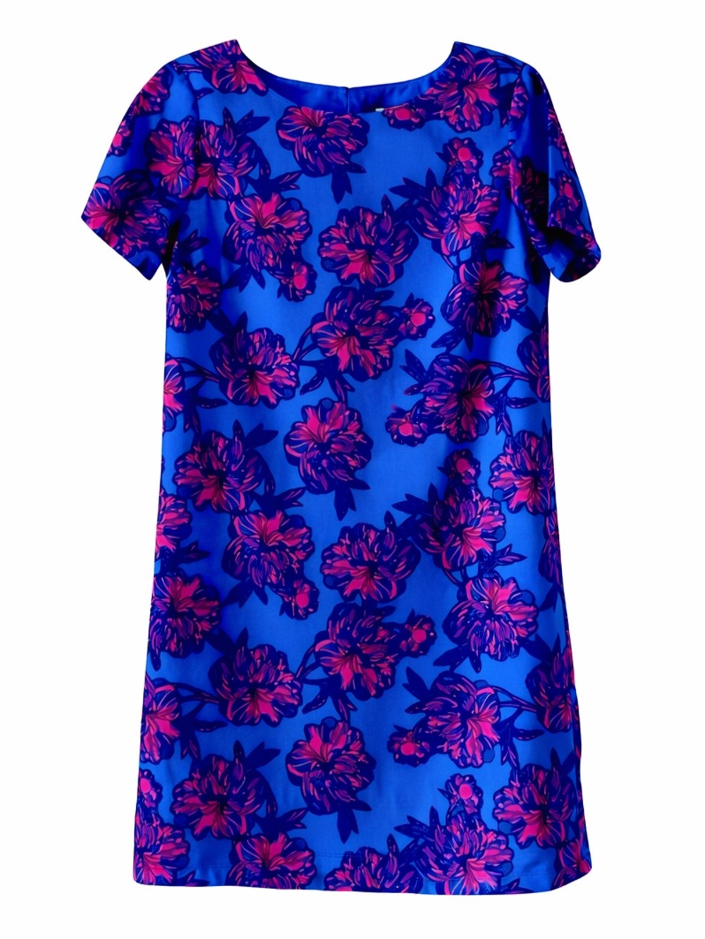 J.Crew Blue Pink Floral Crepe Shift Mini Dress Size 2